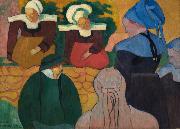 Emile Bernard Breton Women at a Wall painting